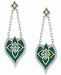 Enchanted Disney Fine Jewelry Swiss Blue Topaz (1/4 ct. t. w. ) & Diamond (1/5 ct. t. w. ) Enamel Jasmine Chain Drop Earrings in Sterling Silver & 10k Gold