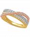Diamond Tri-Color Crisscross Statement Ring (1/2 ct. t. w. ) in 14k Gold, Rose Gold & White Rhodium-Plate