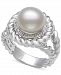 Cultured Freshwater Pearl (9mm) & Diamond (1/20 ct. t. w. ) Ring in Sterling Silver