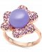Dyed Lavender Jade & Amethyst (1-1/4 ct. t. w. ) Flower Ring in 14k Rose Gold-Plated Sterling Silver