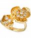 Diamond Flower Statement Ring (1/4 ct. t. w. ) in 18k Gold-Plated Sterling Silver