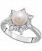 Cultured Freshwater Pearl (7mm) & Lab-Created White Sapphire (1/2 ct. t. w. ) Flower Halo Ring in Sterling Silver