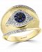 Effy Sapphire (1/10 ct. t. w. ) & Black & White Diamond (1/3 ct. t. w. ) Evil Eye Ring in 14k Gold