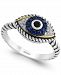 Sapphire (1/5 ct. t. w. ) and Diamond (1/6 ct. t. w. ) Evil Eye Ring in Sterling Silver & 18k Yellow Gold