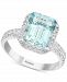 Effy Aquamarine (3-1/10 ct. t. w. ) & Diamond (1/2 ct. t. w. ) Emerald-Cut Halo Ring in 14k White Gold