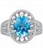 Enchanted Disney Fine Jewelry Swiss Blue Topaz (3-1/6 ct) & Diamond (1/4 ct. t. w. ) Caves of Wonder Ring in Sterling Silver