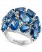 Effy London Blue Topaz (16-1/2 ct. t. w. ) & Diamond (1/6 ct. t. w. ) Cluster Ring in 14k White Gold