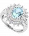 Effy Aquamarine (1-5/8 ct. t. w. ) & Diamond (1/4 ct. t. w. ) Sunburst Halo Ring in 14k White Gold