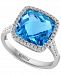 Effy Blue Topaz (7-3/8 ct. t. w. ) & Diamond (1/5 ct. t. w. ) Halo Ring in 14k White Gold