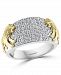 Effy Men's White Sapphire Lion Ring (1-3/8 ct. t. w. ) in Sterling Silver & 14k Gold-Plate