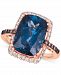 Le Vian Deep Sea Blue Topaz (7-1/3 ct. t. w. ) & Diamond (3/8 ct. t. w. ) Ring in 14k Rose Gold