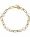 Effy Cultured Freshwater Pearl (7mm) Large Paperclip Link Bracelet in 18k Gold-Plated Sterling Silver