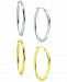 2-Pc. Set Twisted Small Hoop Earrings in Sterling Silver & 18k Gold-Plate, 20mm