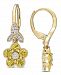 Yellow Sapphire (1-1/5 ct. t. w. ) & Diamond (1/7 ct. t. w. ) Flower Drop Earrings in 10k Gold