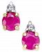 Ruby (5/8 ct. t. w. ) and Diamond Accent Stud Earrings in 14k Gold with 14k White Gold Accents