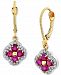 Ruby (1-1/5 ct. t. w. ) & Diamond (1/3 ct. t. w. ) Quatrefoil Drop Earrings in 14k Gold