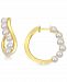 Cultured Freshwater Pearl (3-1/2 - 4mm) Twisty Small Hoop Earrings in Gold-Tone Plated Sterling Silver