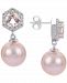 Pink Cultured Freshwater Pearl (9mm) & Multi-Gemstone (1/5 ct. t. w. ) Drop Earrings in Sterling Silver