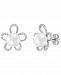 Cultured Freshwater Pearl (8mm) & White Topaz (3/8ct. tw. ) Openwork Flower Stud Earrings in Sterling Silver