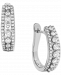 Diamond Three Row Oval Leverback Hoop Earrings (3/4 ct. t. w. ) in 14k White Gold or 14k Yellow Gold