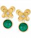 Green Agate (3-3/8 ct. t. w. ) & White Topaz (1/5 ct. t. w. ) Butterfly Drop Earrings in 14k Gold-Plated Sterling Silver