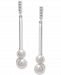 Cultured Freshwater Pearl (4 & 5mm) & Diamond Accent Bar Drop Earrings in Sterling Silver