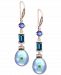 Effy Blue Cultured Freshwater Pearl (12 x 10mm), Multi-Gemstone (1-3/4 ct. t. w. ) & Diamond (1/8 ct. t. w. ) Drop Earrings in 14k Rose Gold