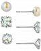 Giani Bernini 3-Pc. Cubic Zirconia & Cultured Freshwater Pearl (7mm) Stud Earrings in Sterling Silver, Created for Macy's