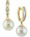 Effy Diamond (1/4 ct. t. w. ) & Cultured Freshwater Pearl (10mm) Drop Earrings In 14k Gold