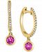 Effy Pink Sapphire (1/3 ct. t. w. ) & Diamond (1/8 ct. t. w. ) Dangle Hoop Drop Earrings in 14k Gold