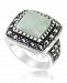 Jade (11 x 11mm) & Marcasite Square Ring in Sterling Silver