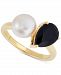 Cultured Freshwater Pearl (8mm) & Onyx Ring in 10k Gold