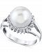 Cultured South Sea Pearl (10mm) & Diamond (1/5 ct. t. w. ) Halo Ring in 14k White Gold