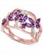 Amethyst (7/8 ct. t. w. ) & Diamond (1/6 ct. t. w. ) Butterfly Open Ring in 18k Rose Gold-Plated Sterling Silver