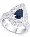Sapphire (1-3/8 ct. t. w. ) & Diamond (1-1/4 ct. t. w. ) Pear Double Halo Ring in 14k White Gold