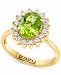 Effy Peridot (2-1/10 ct. t. w. ) & Diamond (3/8 ct. t. w. ) Halo Ring in 14k Gold