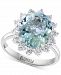 Effy Aquamarine (3-1/3 ct. t. w. ) & Diamond (3/4 ct. t. w. ) Halo Ring in 14k White Gold