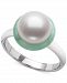 Belle de Mer Cultured Freshwater Pearl (9mm) & Jade Halo Ring in Sterling Silver