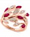 Effy Ruby (7/8 ct. t. w. ) & Diamond (1/4 ct. t. w. ) Vine Ring in 14k Rose Gold