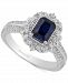 Enchanted Disney Fine Jewelry Sapphire (1 ct. t. w. ) & Diamond (3/8 ct. t. w. ) Halo Cinderella Ring in 14k White Gold
