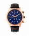 Breed Quartz Lacroix Chronograph Rose Gold And Dark Brown Genuine Leather Watches 47mm
