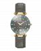 Jacques Du Manoir Ladies' Grey Genuine Leather Strap with Goldtone Case and Grey Dial with Diamond Markers, 33mm
