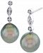 Cultured Tahitian Pearl (9mm) & Diamond Accent Drop Earrings in 14k White Gold