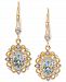 Aquamarine (3/4 ct. t. w. ) & Diamond (1/8 ct. t. w. ) Halo Drop Earrings in 14k Gold-Plated Sterling Silver