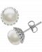 Cultured Freshwater Pearl (8mm) & Diamond (1/10 ct. t. w. ) Stud Earrings in Sterling Silver