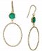Green Agate Bezel Hoop Drop Earrings (3-3/8 ct. t. w. ) in 14k Gold-Plated Sterling Silver