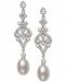 Belle de Mer Cultured Freshwater Pearl (8-9mm) & Cubic Zirconia Drop Earrings in Sterling Silver, Created for Macy's