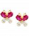Lab-Created Ruby (2 ct. t. w. ) & Lab-Created White Sapphire (1-3/8 ct. t. w. ) Butterfly Stud Earrings in 14k Gold