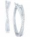 Diamond Small Crossover Hoop Earrings (1/10 ct. t. w. ) in Sterling Silver, 0.95"