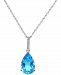 Blue Topaz (5 ct. t. w. ) & Diamond Accent Pendant Necklace in 14k White Gold, 16" + 2" extender